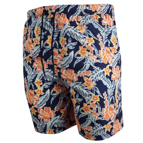 Espionage Geometric Floral Print Watershorts Navy/Orange